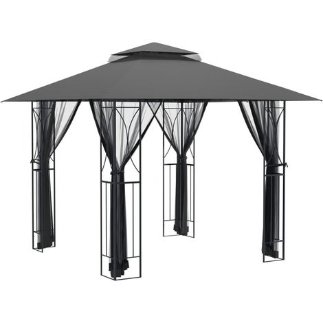 Tonnelle de jardin,Belvédère avec parois latérales anthracite 300x300x270 cm acier CFW310778 (1/5)