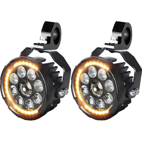 Faro ausiliario per moto, per uso fuoristrada, fascio combinato, bianco ambra (1/2)