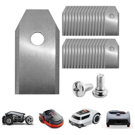 Lot de 30 lames de tondeuse robot extra résistantes en acier inoxydable – Compatible avec Husqvarna Automower, Gardena, Seg, Navimow, Ecovacs, etc. – Coupe haute performance avec vis (1/5)
