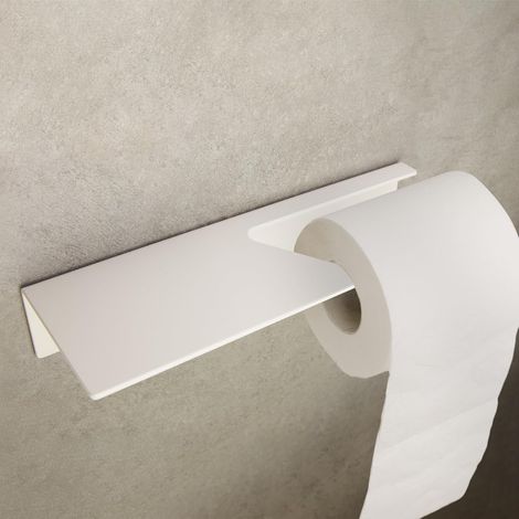 Soporte de papel higiénico autoadhesivo para montaje en pared, no requiere taladrar, multifuncional, blanco, 28 x 12,5 x 3,5 cm (1/5)