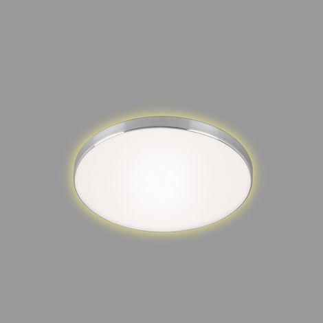 Plafonnier LED avec lumière indirecte, couleur de lumière blanc chaud, 18 watts, 1850 lumens, lampe LED, plafonnier, lampe de chambre à coucher, 35,5x6,5 cm, couleur aluminium (1/5)