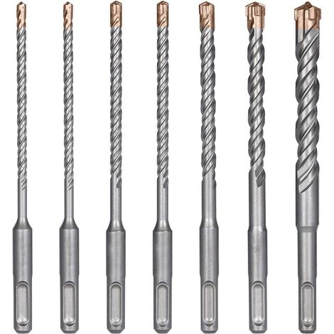 Forets à Béton, 7PCS Foret Carrelage, Foret à Percussion Électrique SDS-Plus pour Perforateur, Forets Transversaux pour Béton, Brique, Pierre, Naturelle, Métal-Ø 4,5,6,6,8,10,12 x 160mm (1/5)