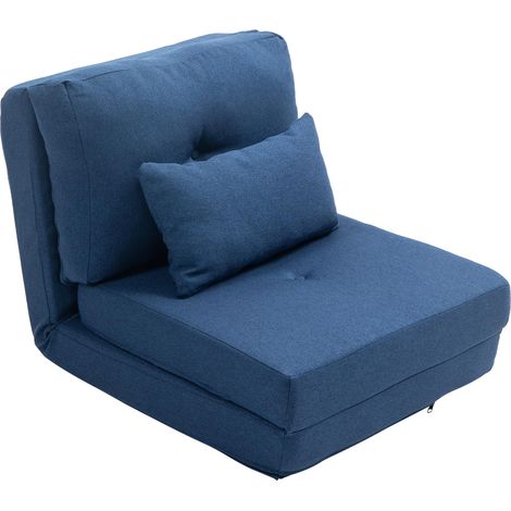 Chauffeuse canapé-lit convertible fauteuil 1 place avec 1 coussin avec dossier réglable, bleu foncé (1/5)