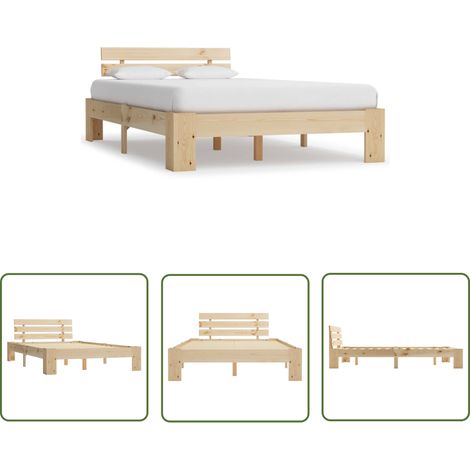 The Living Store Massivholzbett Kiefer 120x200 cm - Massivholzbette - Kiefernbett - Doppelbett - Bettgestell - Holzbett (1/5)