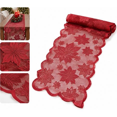 1 Pc Chemin de Table Noel Rouge Jacquard Polyester 36 x 178 cm Table Salle a Manger Fete Deco Noel Elegante Maison Hiver Chic (1/5)