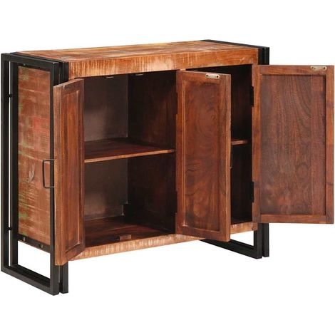 Buffet  Meuble de rangement avec portes Marron Bois Recyclé Massif et Métal (1/5)