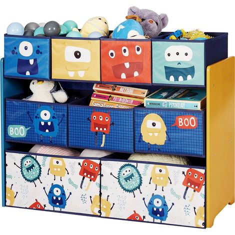 Organizzatore GINGER HOME MONSTER per Giochi con 9 Cestini in Tessuto, Scaffale per Bambini (1/5)