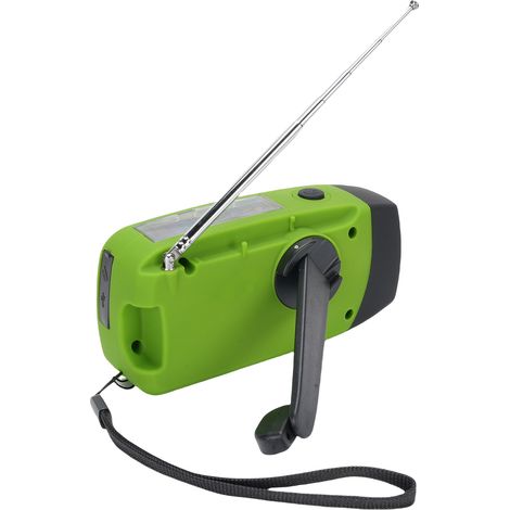 Radio solaire d'urgence avec manivelle et chargement USB-C, radio portable AM/FM, batterie rechargeable 2000 mAh, alarme SOS et lampe torche pour le camping et la randonnée en cas de panne de courant  (1/5)