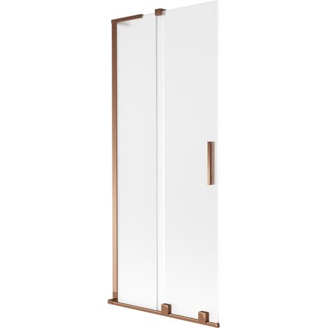 Paroi de baignoire coulissante à 2 vantaux Mexen Velar L 85 x 150 cm, givrée, or rose - 896-085-003-31-60 (1/2)