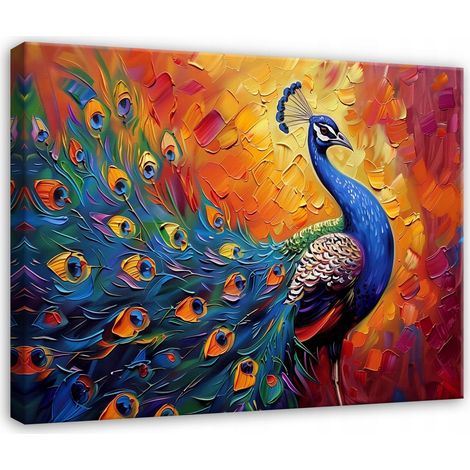 tableau paon coloré abstrait moderne sur toile Murale chambre 120x80 (1/3)