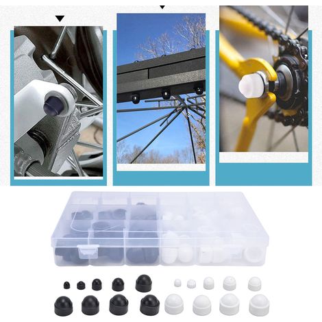 Coffret de 300 pièces comprenant des écrous et capuchons hexagonaux noirs et blancs, capuchons de protection anti-poussière M4-M12 moulés par injection (1/5)
