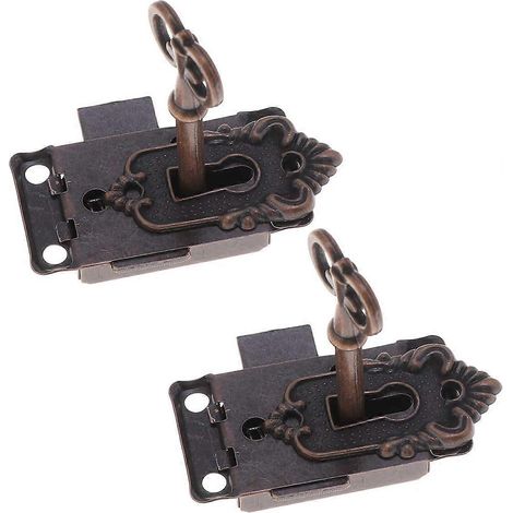 Serrure vintage, clé de cadenas, verrou de chaîne de portail, serrure de porte d'armoire, serrure d'armoire ancienne GIV-AquaForge (1/5)