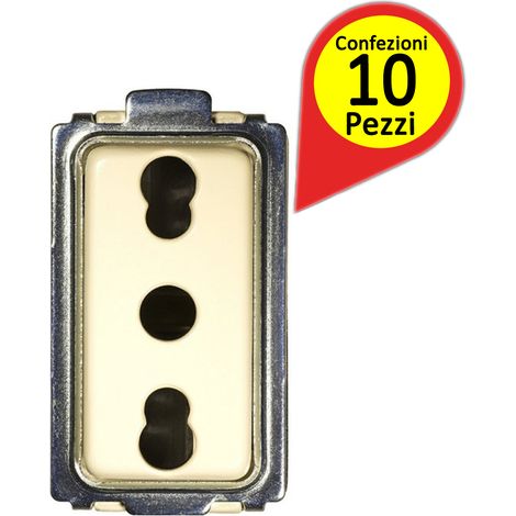 Presa bivalente tipo magic 16a + t 250 volt colore bianco confezione da 10 pezzi
