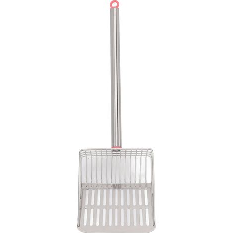 Toivize Pelle à long manche pour poulailler avec filtre, en acier inoxydable antiadhésif, rose, pour poules et chats (1/5)