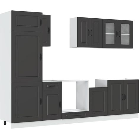 Maison Exclusive - Set Mobili da Cucina 8 pz Kalmar Neri Legno Multistrato