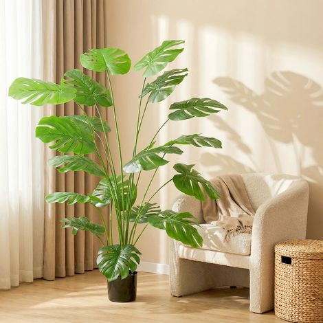Plante Artificielle Arbre Monstera Deliciosa, Pot Inclus, Hauteur 150 cm, Exclusivement pour Intérieur, Vert
