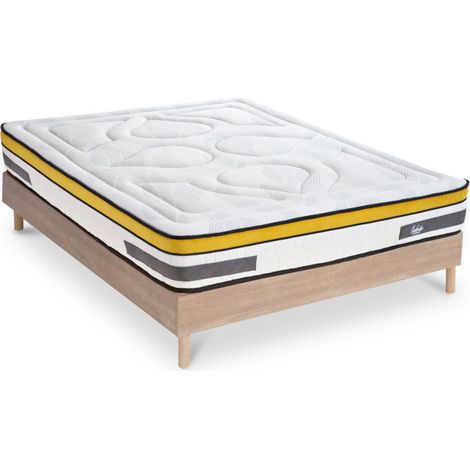 Ensemble Matelas Aubertin Ressorts ensachés Accueil mémoire + sommier kit bois - 140 x 190 cm (1/5)