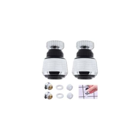 [Pack de 2 produits]embout de robinet de cuisine,Tête de Robinet de Cuisine 360 ° Pivotant,economiseur d'eau pour robinet,mousseur robinet,brise jet robinet,adaptateur robinet cuisine.. - Crezuo (1/4)
