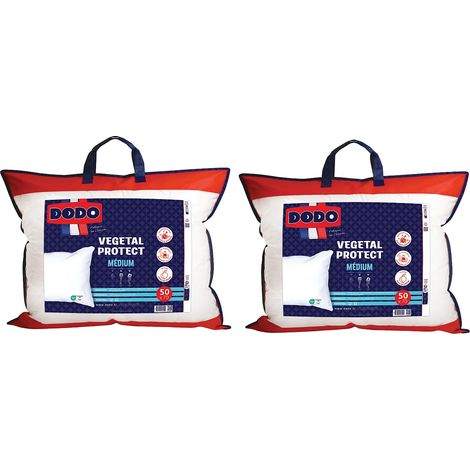 Lotto di 2 guanciali DODO Trattamento anti-acaro naturale all'olio essenziale di menta - 50x70cm - VEGETAL PROTECT