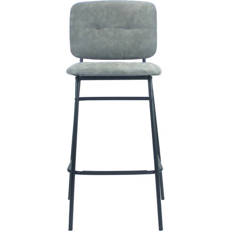 Bequemer und moderner Hocker in grauem Kunstleder mit schwarzen Beinen (1/3)
