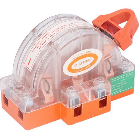 Interrupteur à couteau 2P 63A en cuivre pur avec LED, bidirectionnel et double position, boîtier transparent pour appareils électroménagers 220 V CA (1/5)