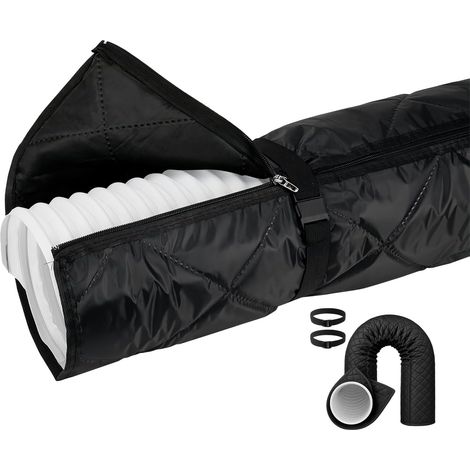 Gaine isolante pour tuyau de climatiseur portable, avec 2 sangles à boucle réglables-150 x 53 cm- noir (1/5)