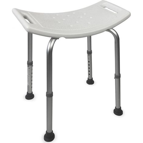 Mobiclinic®, Sgabello Doccia, Altezza Regolabile, San Fermín, Piedini Antiscivolo, Sedia, Bagno, Fino a 100 Kg, Alluminio, Bianco (1/5)