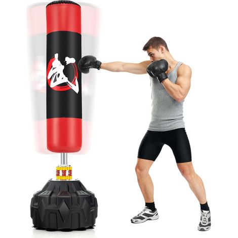 sac de frappe autoportant, sac de boxe lourd avec support, sac de frappe avec support pour adultes adolescents, hommes femmes sac debout de kickboxi (1/5)