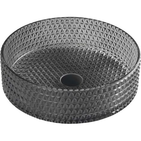 Sapho Beauty - Aufsatzwaschbecken, Durchmesser 40 cm, ohne Überlauf, Glas schwarz TY214 (1/5)