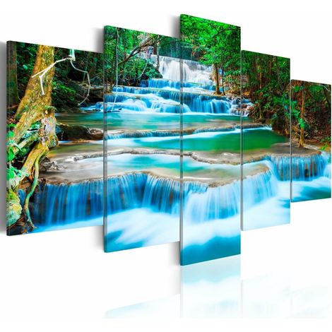 Tableau cascade bleue à kanchanaburi, thaïlande - 200 x 100 cm (1/4)