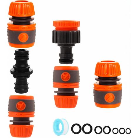 Kit de raccords et connexions pour tuyau d'arrosage – Raccord pour robinet extérieur, adaptateur pour robinets 3/4" et 3/2", accessoires de raccordement (1/5)