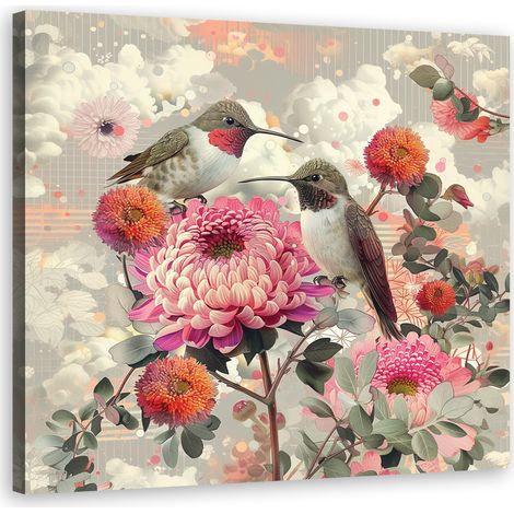 Tableau déco Animaux Oiseaux Fleurs 30x30 (1/4)