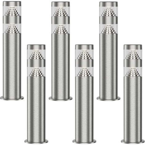 Arum Lighting – Lot de 6 bornes LED 9W – 1000 lumens – Blanc naturel 4000K – Hauteur 40 cm – IP44 pour extérieur – Inox