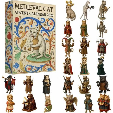 Christmas Advent Calendar 2026 - Medieval Advent Calendar for Cats - 3D