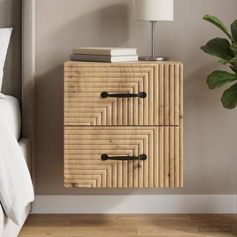 vidaXL Cabinet de chevet mural Chêne artisanal 34,5 x 33 x 40 cm (1/5)