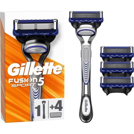 Gillette Fusion 5 Sport Rasierer für Männer + 4 Rasierklingen Rasierer inkl. Ersatzklingen