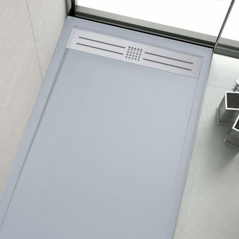 Plato de ducha resina ELITE ceniza  80x100cm rejilla acero inox.