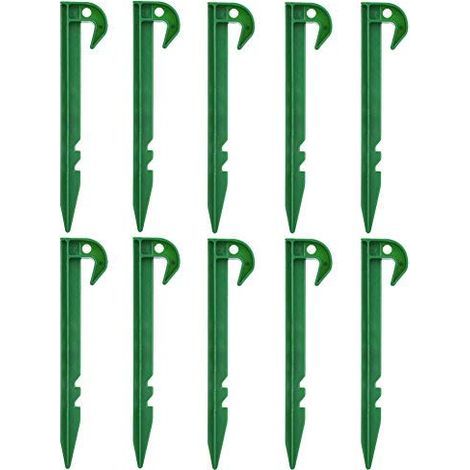 Lot de 10 piquets en plastique pour fixation du filet de l'ombre de la pelouse du jardin à terre. (1/5)