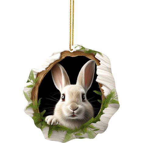 Lapin Décoration Pâques - Lapin Acrylique 2D avec Arbre et Trou - Pour Intérieur Extérieur Printemps - Lot de 16 Pièces (1/4)