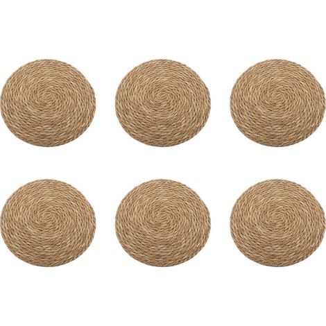Runde, hitzebeständige, rutschfeste und leicht zu reinigende Untersetzer aus Webstoff für Esstisch und Küchentheke, 30 cm Durchmesser, 6 Stück (1/2)