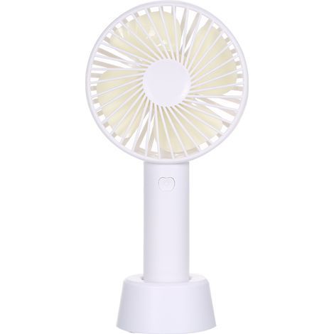 Mini ventilateur portable avec support, alimentation USB, 3 vitesses, blanc, idéal pour les activités intérieures et extérieures. (1/5)