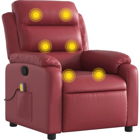 Chaise longue de massage en simili cuir, couleur vin, design ergonomique pour détente profonde (1/5)