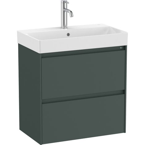 Pack Unik mueble base compacto de 2 cajones + lavabo ONA - ROCA Color: Verde mate - Medidas: 600x360x645 mm