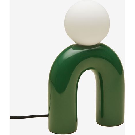 SKLUM 30cm Keramik-Tischlampe mit Margot-Glaskugel Grün Amazonas (1/5)