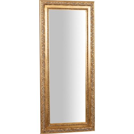 Rectangular Wall Mirror Vertical Horizontal Makeup Bathroom Mirror with Shabby Gold Wooden Frame Long Hanging Home Decoration (1/4)