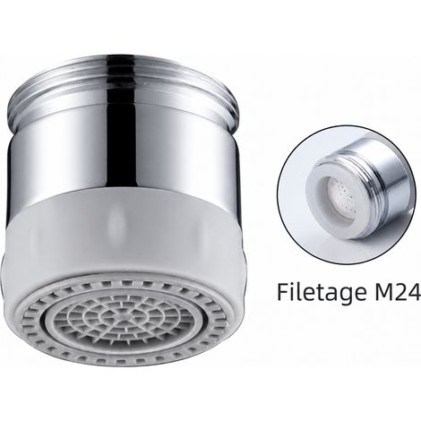 Mousseur aérateur robinet orientable double jet modèle B filetage mâle M24 finition chromée 8 × 8 × 4 cm 90 g – Livraison gratuite (1/5)