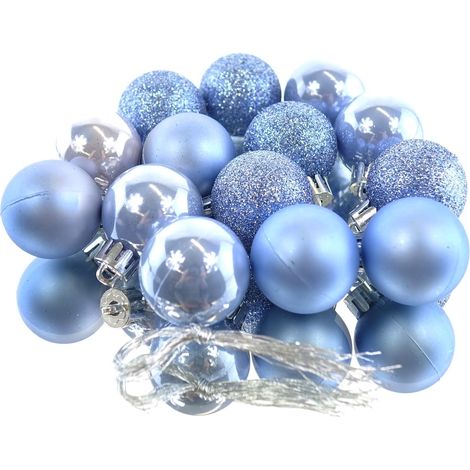 Weihnachtskugeln Sky Blue Blau bruchfest Ø 3 cm aus Kunststoff - 14er Set