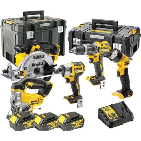 DeWalt DCK550M3T Cordless 18V XR 5 Pcs Tool Kit With 3x4Ah Batteries Charger And 2 TSTAK Carry Cases