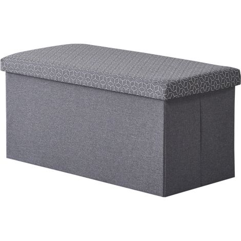 Hobag – Coffre de rangement pouf pliable en tissu 76cm – gris foncé – Espace de rangement fonctionnel – Décoration moderne (1/3)