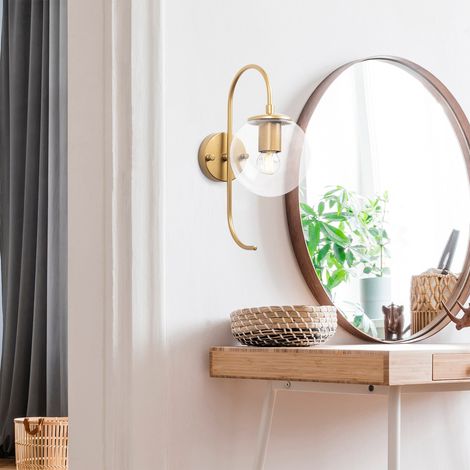 Wandlampe Goldklares Glas, transparent